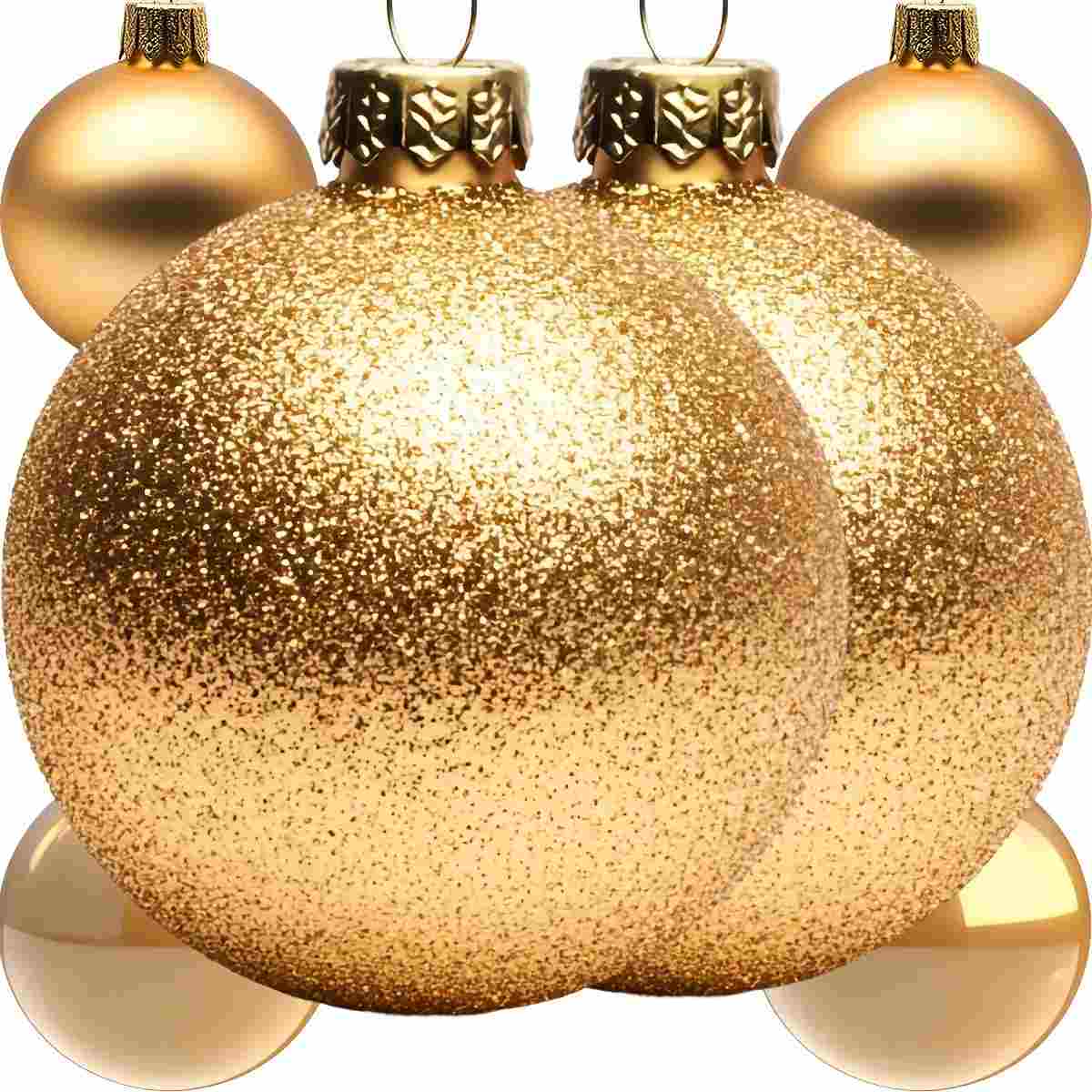 BOLA NATAL 8CM C/GLITER DOURADO